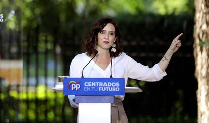 Isabel Díaz-Ayuso, en un mitin en Aranjuez el pasado martes.