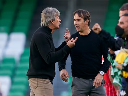 Pellegrini y Lopetegui discuten a la finalización del derbi.