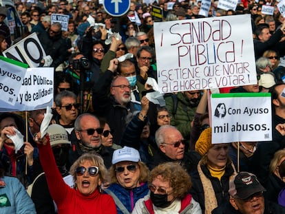 Manifestación el pasado febrero en Madrid a favor de la sanidad pública.