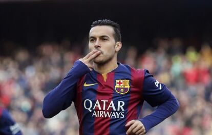 Pedro celebra un gol.