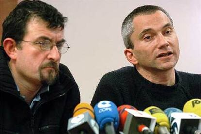 Juan José Petrikorena y Joseba Permach, en su comparecencia en San Sebastián.