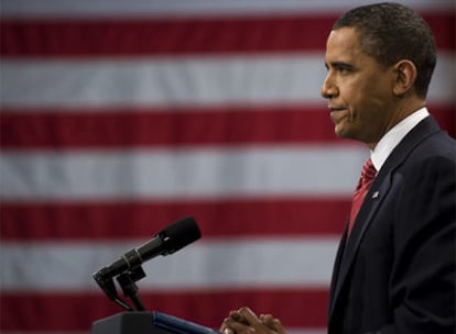 Barack Obama durante su discuros en la academia militar de West Point.