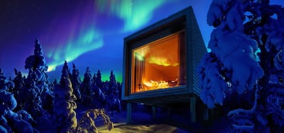 Espectaculares vistas desde una suite del Artic Tree Hotel, en Laponia.