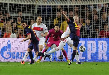 Pedro fires home the goal that sent Barça through to the last four on Wednesday night.