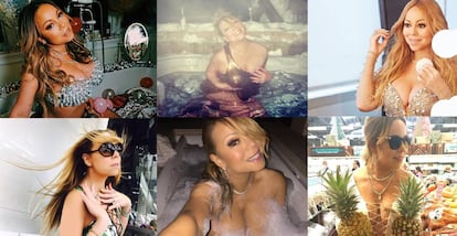 Mariah Carey, en varios de sus posados en Instagram.