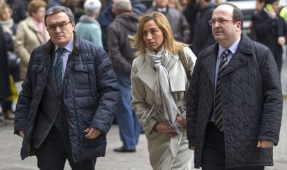 Àngel Ros, Carme Chacón i Miquel Iceta a l'acte del febrer del PSC.