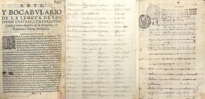 Páginas de algunos de los vocabularios del siglo XVIII reconocidos por la UNESCO.