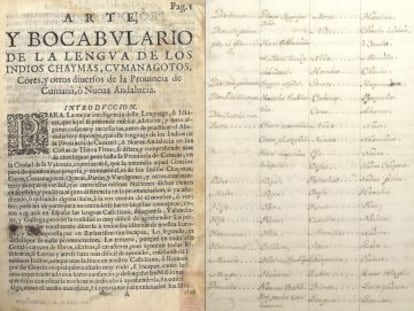 Páginas de algunos de los vocabularios del siglo XVIII reconocidos por la UNESCO.