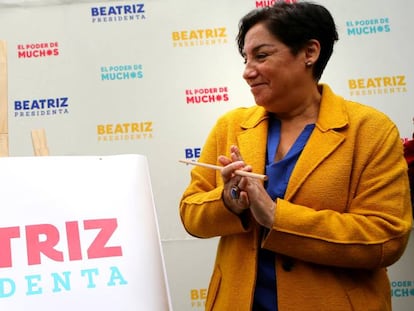 Beatriz Sánchez, candidata à presidência do Chile pela Frente Ampla, que teve votação surpreendente, mas não passou ao segundo turno.