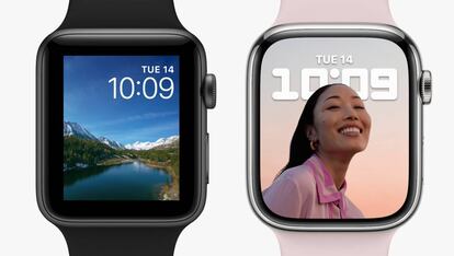 Diseño original de los Apple Watch vs los Series 7.