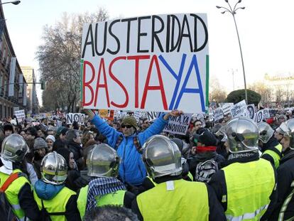 Manifestaci&oacute;n de protesta en Madrid contra los recortes. 