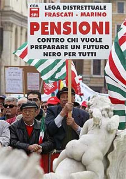 Manifestación en Roma contra la reforma de las pensiones el 24 de octubre.