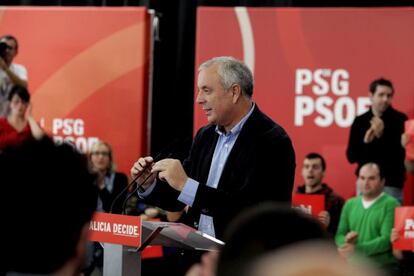 Pachi Vázquez, durante el mitin que compartió ayer con Rubalcaba en A Coruña.