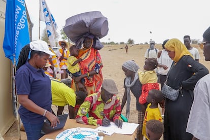 Refugiados de Sudán en el campo de Renk County, en Sudán del Sur, el 3 de mayo.