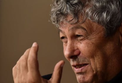 Mircea Lucescu en la rueda de prensa del Santiago Bernabéu