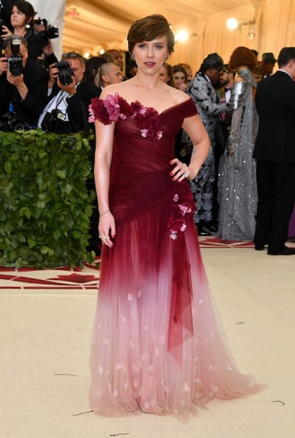 Scarlett Johansson, con el vestido de Marchesa en la pasada gala Met.