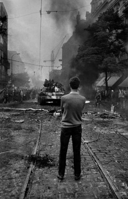 Una calle de Praga en agosto de 1968.