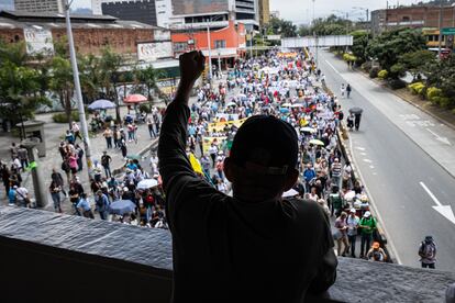 Una protesta en Medellín, el 8 de febrero.