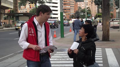 Miguel Uribe en 2011, durante su campaña al Concejo de Bogotá por el Partido Liberal.