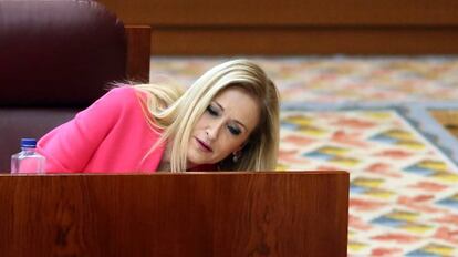 Cristina Cifuentes el 18 de mayo en el pleno de la Asamblea de Madrid.