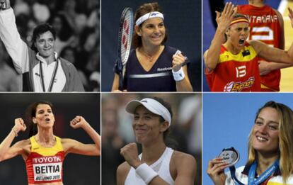 Miriam Blasco, Arantxa Sánchez Vicario, Amaya Valdemoro, Ruth Beitia, Garbiñe Muguruza i Mireia Belmonte.