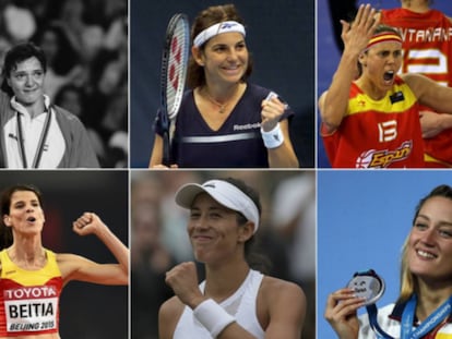 Miriam Blasco, Arantxa Sánchez Vicario, Amaya Valdemoro, Ruth Beitia, Garbiñe Muguruza i Mireia Belmonte.