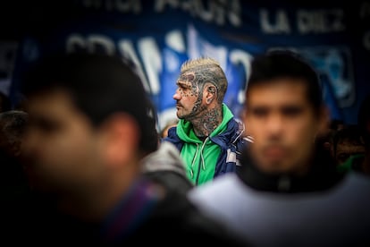 Retrato de un manifestante, la tarde de este miércoles.