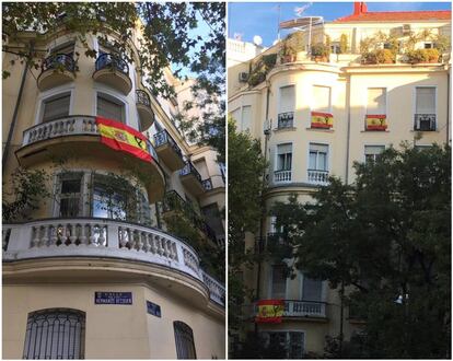 El edificio que fue propiedad de Carmen Polo, con crespones negros.