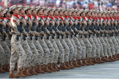 Soldados en el desfile en la plaza de Tiananmen, el 3 de septiembre. 