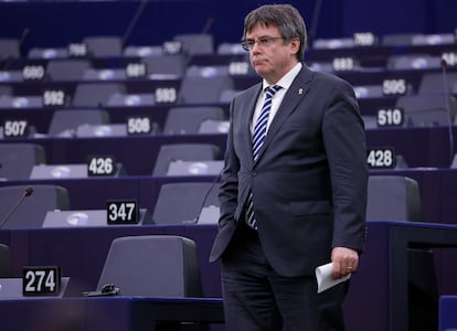 Carles Puigdemont, el pasado dia 3 de mayo, en el Parlamento europeo.