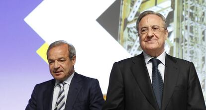 El presidente de ACS, Florentino Pérez´, junto al consejero delegado del grupo, Marcelino Fernández Verdes.