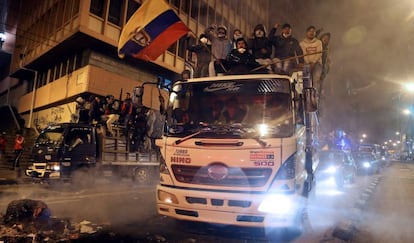 Protesto pelo centro de Quito, nesta segunda-feira.