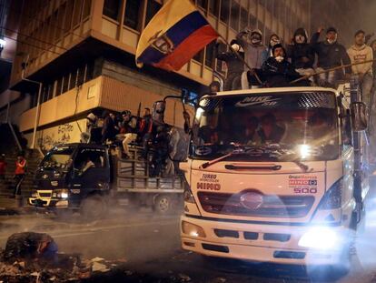 Protesto pelo centro de Quito, nesta segunda-feira.