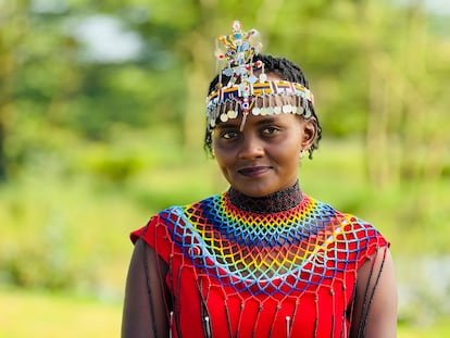 La activista keniana Dorcas Naishorua fotografía tras ganar el premio Miss Climate Kenya, cedida por la activista