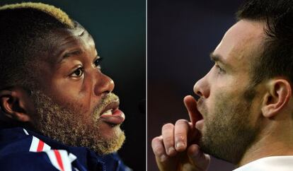 Djibril Cissé (i) y Mathieu Valbuena (d).