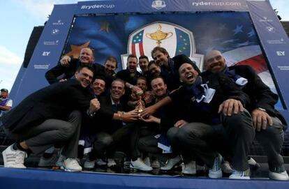 Los jugadores y capitán europeos.
