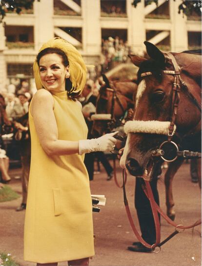 María Félix next to a horse (she had a stable of 87 horses in France, all with Mexican names).