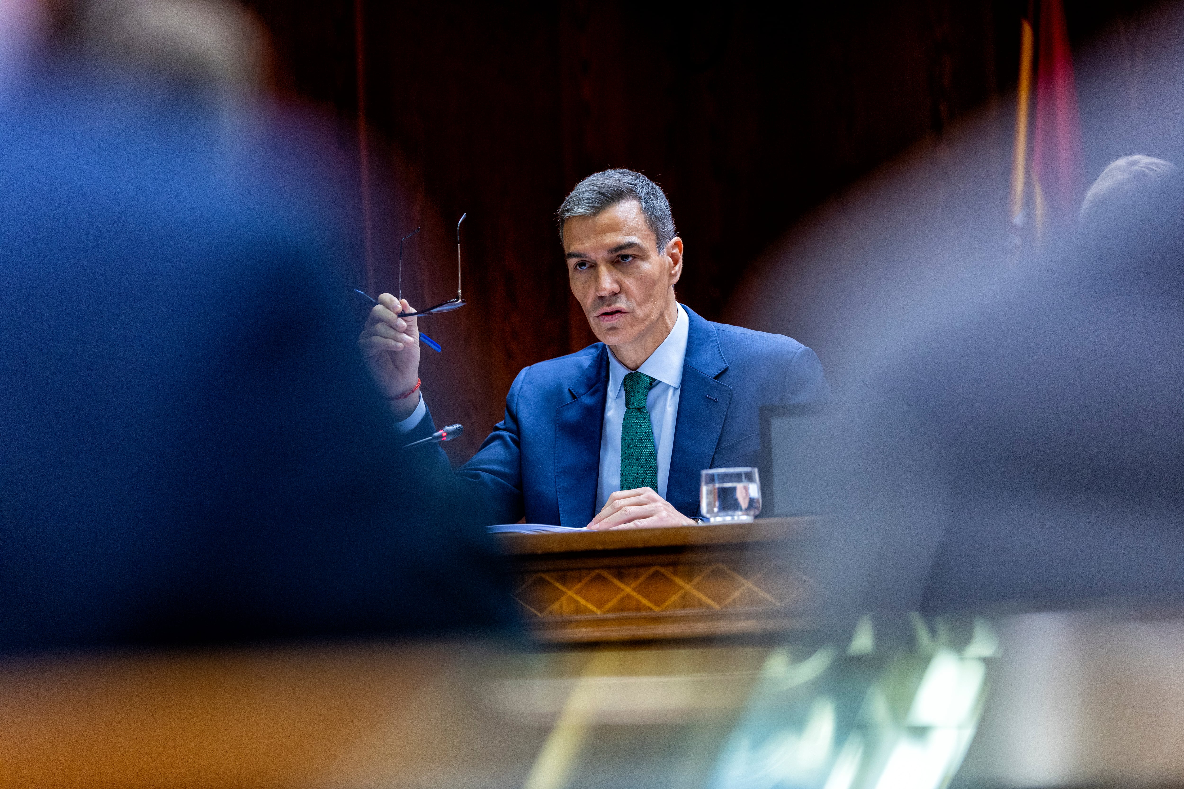 Pedro Sánchez, durante su comparecencia en la comisión del Senado. 