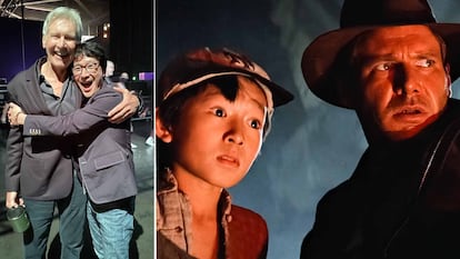 Harrison Ford and Ke Huy Quan together again last September, and in an image from Indiana Jones and the Temple of Doom. 