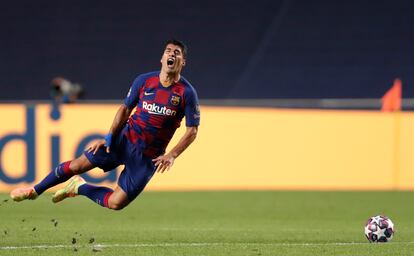 Luis Suárez, durante el partido ante el Bayern en Lisboa.