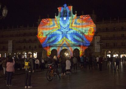 Plaza Mayor de Salamanca en la pasada edición del Festival de la Luz y las Vanguardias