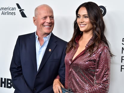 NEW YORK, NEW YORK - OCTOBER 11: Bruce Willis and wife Emma Heming Willis attend the "Motherless Brooklyn" Arrivals during the 57th New York Film Festival on October 11, 2019 in New York City. (Photo by Theo Wargo/Getty Images for Film at Lincoln Center)