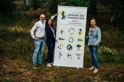 Miembros de la asociación gallega Arousa en Transición, que busca un nuevo modelo de consumo energético.