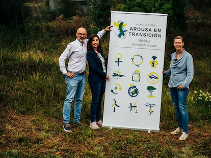 Miembros de la asociación gallega Arousa en Transición, que busca un nuevo modelo de consumo energético.