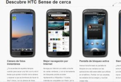 P&aacute;gina web sobre el m&oacute;vil de HTC.