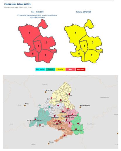 Calidad del aire en Madrid ciudad y en la Comunidad. 