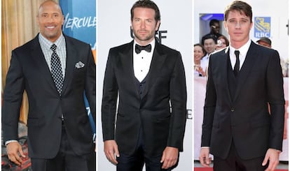 Los actores Dwayne Johnson 'La Roca', Bradley Cooper y Garrett Hedlund.