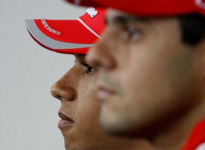 Lewis Hamilton y Felipe Massa, ayer en una rueda de prensa en Interlagos.