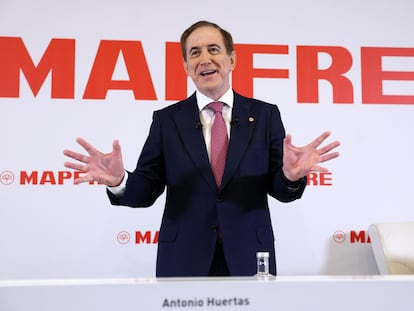 El presidente de Mapfre, Antonio Huertas, durante la presentación de resultados del grupo asegurador.