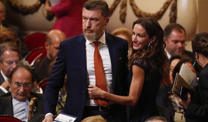 Robert Gavin y Telma Ortiz, en los premios Princesa de Asturias, el 18 de octubre.